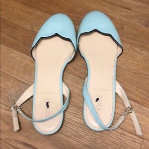 JCREW mint and navy ballet slingbacks 8.5